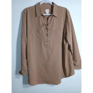Chicos Long sleeve lace up tunic size 3 Taupe